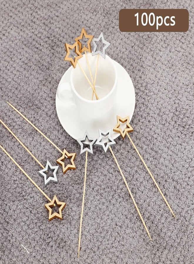 Dcoteh 100PCS Star Bamboo Cocktail Picks Kit, 5.5 Inch Long Fancy Toothpicks for Appetizers, Decorative Skewer Sticks for Fruits, Drinks, Party Decorations - Image 5